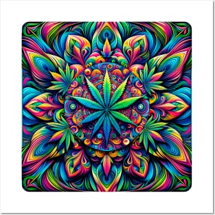 Psychedelic Cannabis Mandala Posters and Art